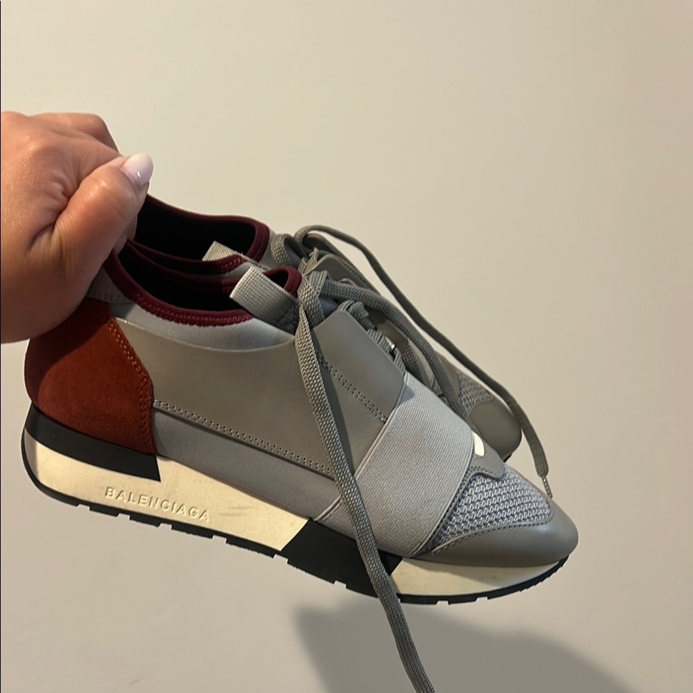 Balenciaga  Gray and Red Sneakers